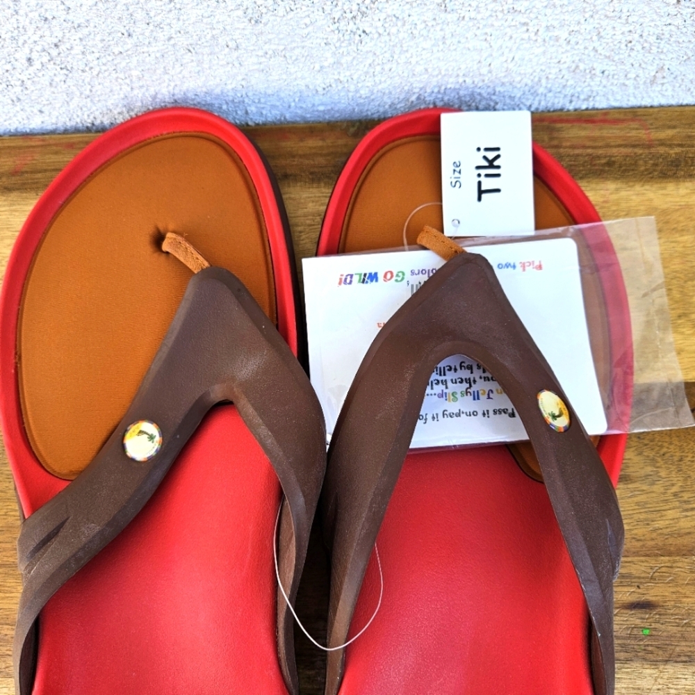 Hawaiian Jellys Ultra Comfort Kona Coffe Men Flip Flop Sandal Size 12 - Picture 6 of 15